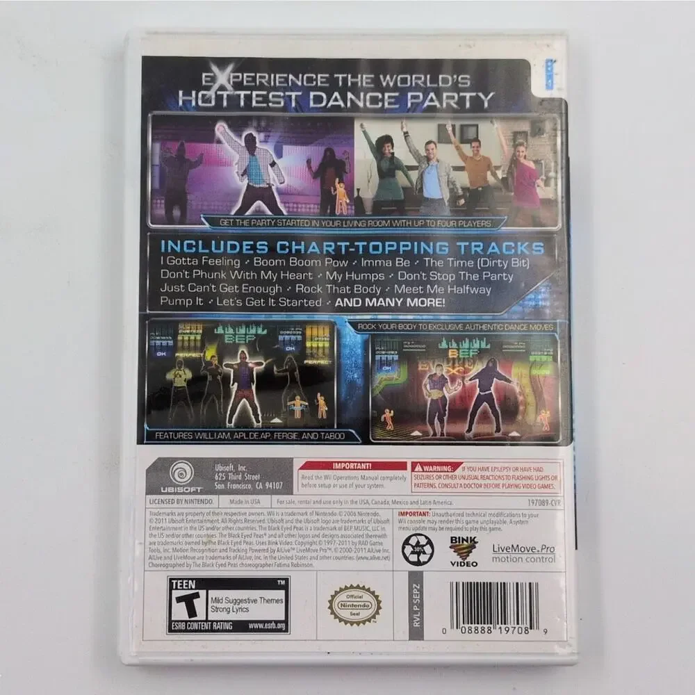 Black Eyed Peas Experience Limited Edition Nintendo Wii Video Game Dance Party